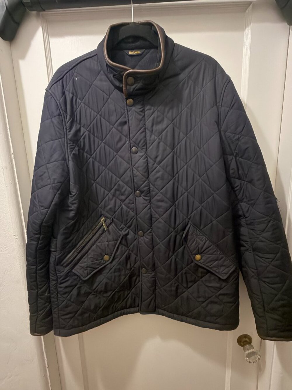 Barbour Powell Quilted Jacket — Navy (Style MQU0281NY71) - Large